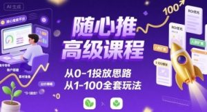 随心推高级课程,从0-1投放思路,也有从1-100的全套玩法-赚钱驿站