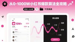 从0-1000W小红书爆款算法全攻略，时长1.5小时，干货满满-赚钱驿站