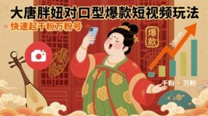 大唐胖妞对口型爆款短视频玩法,快速起千粉万粉号-赚钱驿站