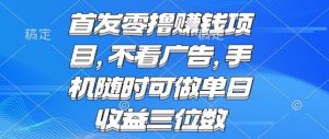 首发零撸挣钱项目 不看广告 手机随时可做 单日收益三位数【揭秘】-赚钱驿站