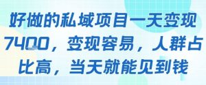 好做的私域项目一天变现1k+,变现容易,人群占比高,当天就能见到钱-赚钱驿站
