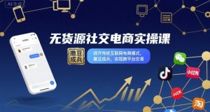无货源社交电商实操课,绕开传统互联网电商模式,撒豆成兵,实现跨平台交易-赚钱驿站