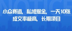 小众赛道,私域掘金,一天多张,成交率极高,长期项目-赚钱驿站