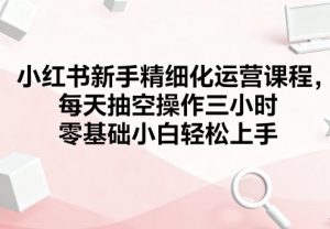 小红书新手精细化运营课程,每天抽空操作三小时,零基础小白轻松上手-赚钱驿站