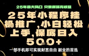 微信小程序挂G推广，解放双手，保底日入5张【揭秘】-赚钱驿站