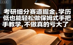 考研细分赛道掘金,日入1k+,学历低也能轻松做保姆式手把手教学,不做真的亏大了【揭秘】-赚钱驿站