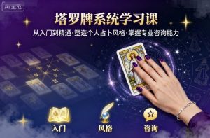 塔罗牌系统学习课,助你从入门到精通,塑造个人占卜风格,掌握专业咨询能力-赚钱驿站