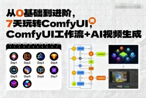 从0基础到进阶,7天玩转ComfyUI,Comfyui工作流+AI视频生成-赚钱驿站