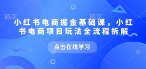小红书电商掘金课,小红书电商项目玩法全流程拆解(更新9月)-赚钱驿站