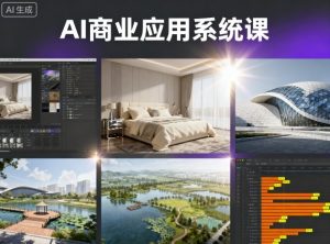 AI商业应用系统课,室内-软装-建筑-景观,智能设计+效果图+动画画实战-赚钱驿站
