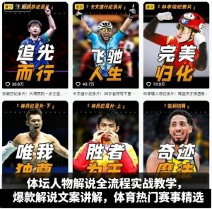体坛人物解说全流程实战教学,爆款解说文案讲解,体育热门赛事精选-赚钱驿站