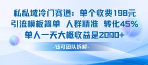 私域冷门赛道单个收费198米引流模板简单人群精准 45%的转化率单人一天大概收益多张-赚钱驿站