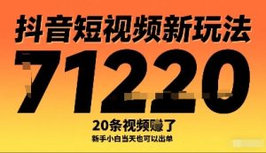 抖音短视频新玩法,20条视频挣了1w+,新手小白当天也可以出单-赚钱驿站