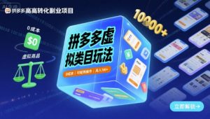 拼多多虚拟类目玩法，0成本，可矩阵操作，月入1W+-赚钱驿站