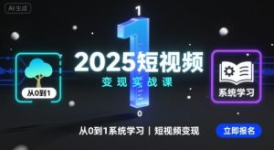 2025短视频变现实战课，从0到1系统学习短视频变现-赚钱驿站