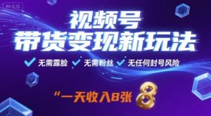 视频号带货变现新玩法，无需露脸，无需粉丝，无任何封号风险，一天收益8张【揭秘】-赚钱驿站