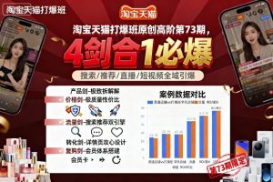 淘宝天猫打爆班原创高阶第73期,4剑合1必爆-赚钱驿站