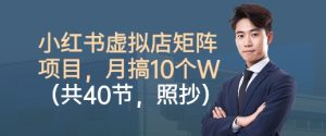 小红书虚拟店矩阵项目,照抄照做,月搞1W+(共40节)-赚钱驿站