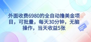 外面收费6980的全自动撸美刀项目,可批量,每天30分钟,无脑操作,当天收益5张【揭秘】-赚钱驿站