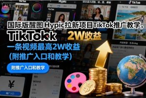 国际版醒图Hypic拉新项目TikTok推广教学,一条视频最高2W收益(附推广入口和教学)-赚钱驿站