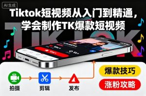 Tiktok短视频从入门到精通,学会制作TK爆款短视频-赚钱驿站