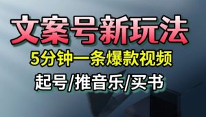 文案号新玩法,5分钟一条爆款视频,流量高,起号快,多方位变现-赚钱驿站