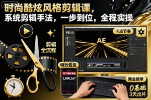 时尚酷炫风格剪辑课,系统剪辑手法,一步到位,全程实操-赚钱驿站