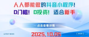 人人都能做的抖音小程序,0门槛0成本,适合新手-赚钱驿站