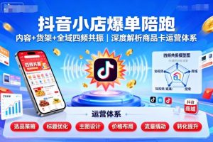抖音小店爆单陪跑,内容+货架+全域四频共振,深度解析抖音商品卡运营体系(更新)-赚钱驿站