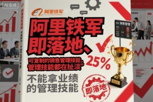 阿里铁军即落地、可复制的销售管理技能,不能拿业绩的管理技能都在扯淡-赚钱驿站