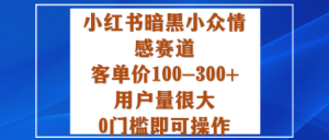 小红书暗黑小众情感赛道,客单价100-300+用户量很大,0门槛即可操作-赚钱驿站