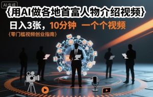 用AI做各地首富人物介绍视频，日入3张，10分钟一个视频-赚钱驿站