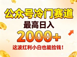 公众号冷门赛道,最高日入1k+,这波红利小白也能捡钱!-赚钱驿站