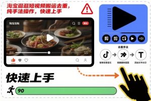 淘宝逛逛短视频搬运去重，纯手法操作，快速上手-赚钱驿站