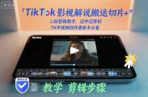 TikTok影视解说搬运切片+二创剪辑教学，过中过原创，TK中视频创作者新手必看-赚钱驿站