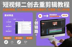 短视频二创去重剪辑教程，从素材筛选、AI工具运用到智能去重技巧，打造独一无二的内容-赚钱驿站