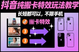 某社群抖音纯搬卡特效玩法教学，长短都可以，不限手机-赚钱驿站