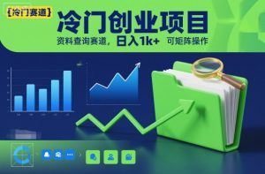 冷门创业项目，资料查询赛道，日入1k+，可矩阵操作-赚钱驿站