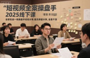 短视频全案操盘手2025线下课，全部实战一线操盘手经验分享，毫无保留分享，全是干货-赚钱驿站