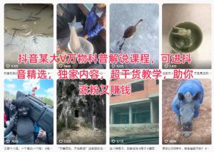 抖音某大V万物科普解说课程，可进抖音精选，独家内容，超干货教学，助你涨粉又賺钱-赚钱驿站