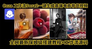 coze智能体sora2一键生成电商带货高端视频工作流保姆级拆解教程，无需剪辑，无需拍摄-赚钱驿站