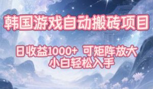 韩国游戏自动搬砖项目，日收益1k+，可矩阵放大，小白轻松入手【揭秘】-赚钱驿站