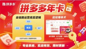 拼多多年卡,拼多多全链路运营底层逻辑,超级爆单术【更新10月】-赚钱驿站