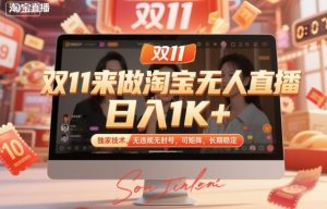 双11来做淘宝无人直播,日入1K+,独家技术,无违规无封号,可矩阵,长期稳定【揭秘】-赚钱驿站