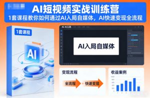 AI短视频实战训练营,1套课程教你如何通过AI入局自媒体,AI快速变现全流程-赚钱驿站
