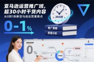 亚马逊运营推广班,超30小时干货内容,从0到1拆解亚马逊运营重难点-赚钱驿站