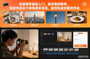 拍摄课零基础入门，超多案例教学，视频作品走不同角度来呈现，最终形成完整的作品-赚钱驿站