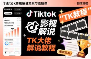 Tiktok影视解说文案与选题课，TK大佬影视解说教程，带你出海賺美刀（更新）-赚钱驿站