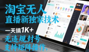 淘宝无人直播最新独家技术，一天搞1K+，无违规封号，支持矩阵操作，长期稳定【内部揭秘】-赚钱驿站