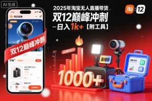 2025年淘宝无人直播带货，冲刺双12，日入1k+【附工具】【揭秘】-赚钱驿站